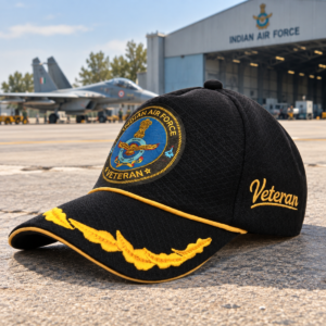 Indian Air Force Officers’ Baseball Cap for Veterans(Black Color)- Premium Quality