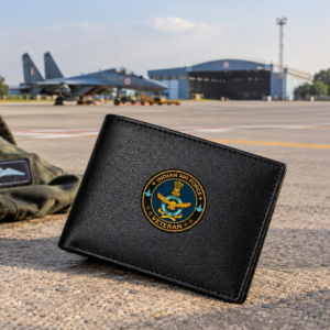 Indian Air Force Veteran Black Leather Wallet for Men (Premium Classic Edition)