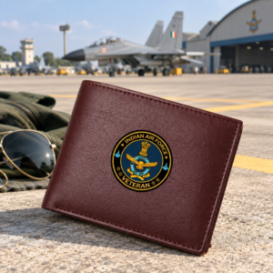 Indian Air Force Veteran Brown Leather Wallet for Men (Premium Classic Edition)