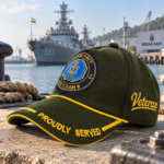 Navy Proudly Veteran Baseball Cap (Olive Green Color) - Premium Quality