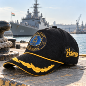 Indian Navy Officer (Black color) Baseball Cap for Veterans - Premium Quality