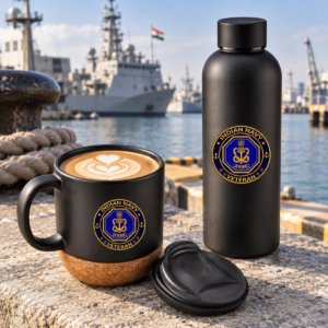 Indian Navy Veteran Matte Finish Bottle & Coffee Mug Combo Set