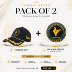 Republic of India Officer Veteran Cap & Sticker Combo