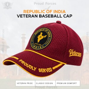 Republic of India Proudly Baseball Cap for Veterans(Maroon Color)- Premium Quality